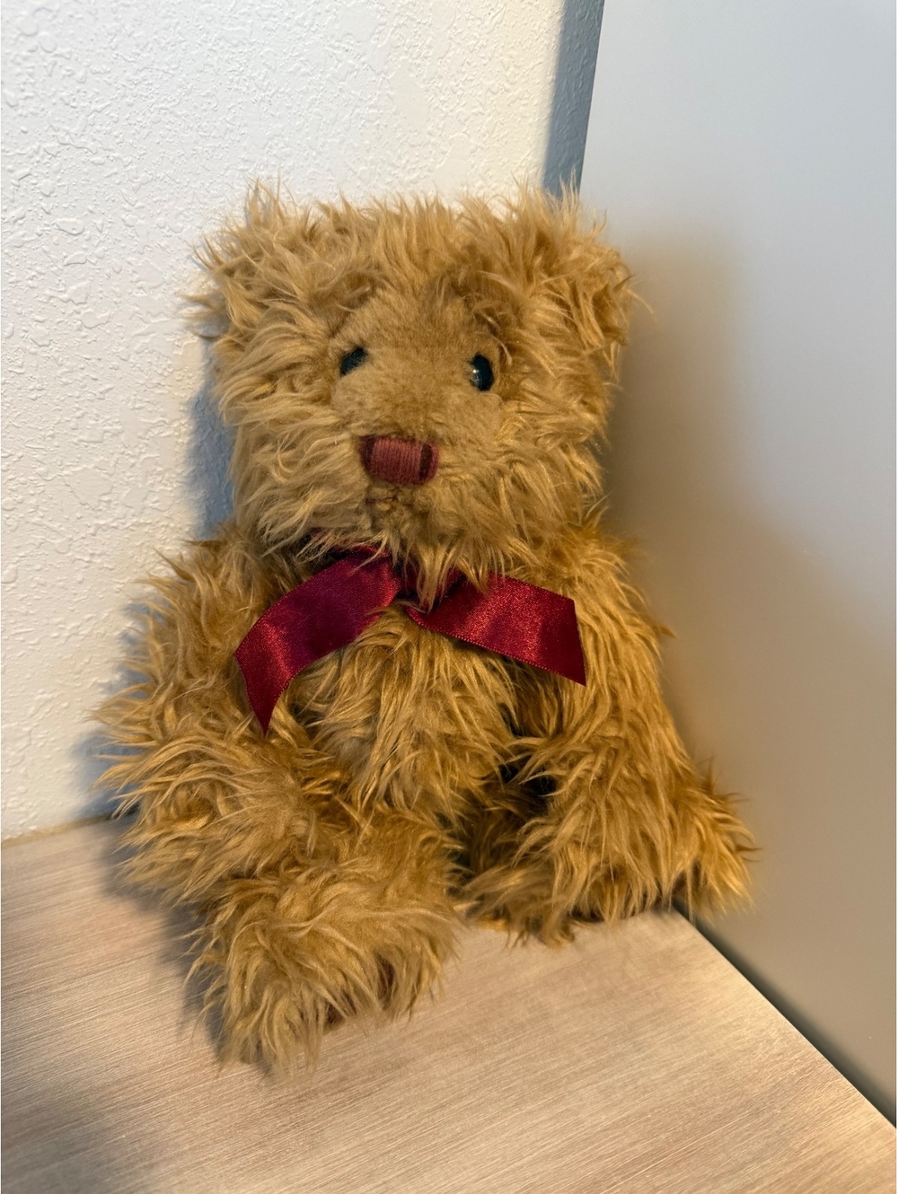 Russ Berrie Gregory Plush Teddy Bear with Burgundy Bow